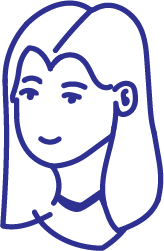 een minimalistische, met blauwe lijnen, getekende portret die nova moet voorstellen