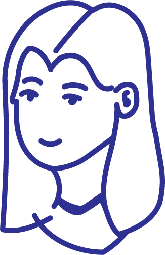 een minimalistische, met blauwe lijnen, getekende portret die nova moet voorstellen